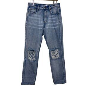 THE ROCKN REV | Women's Casual Light Wash Distressed Jeans | Size 12